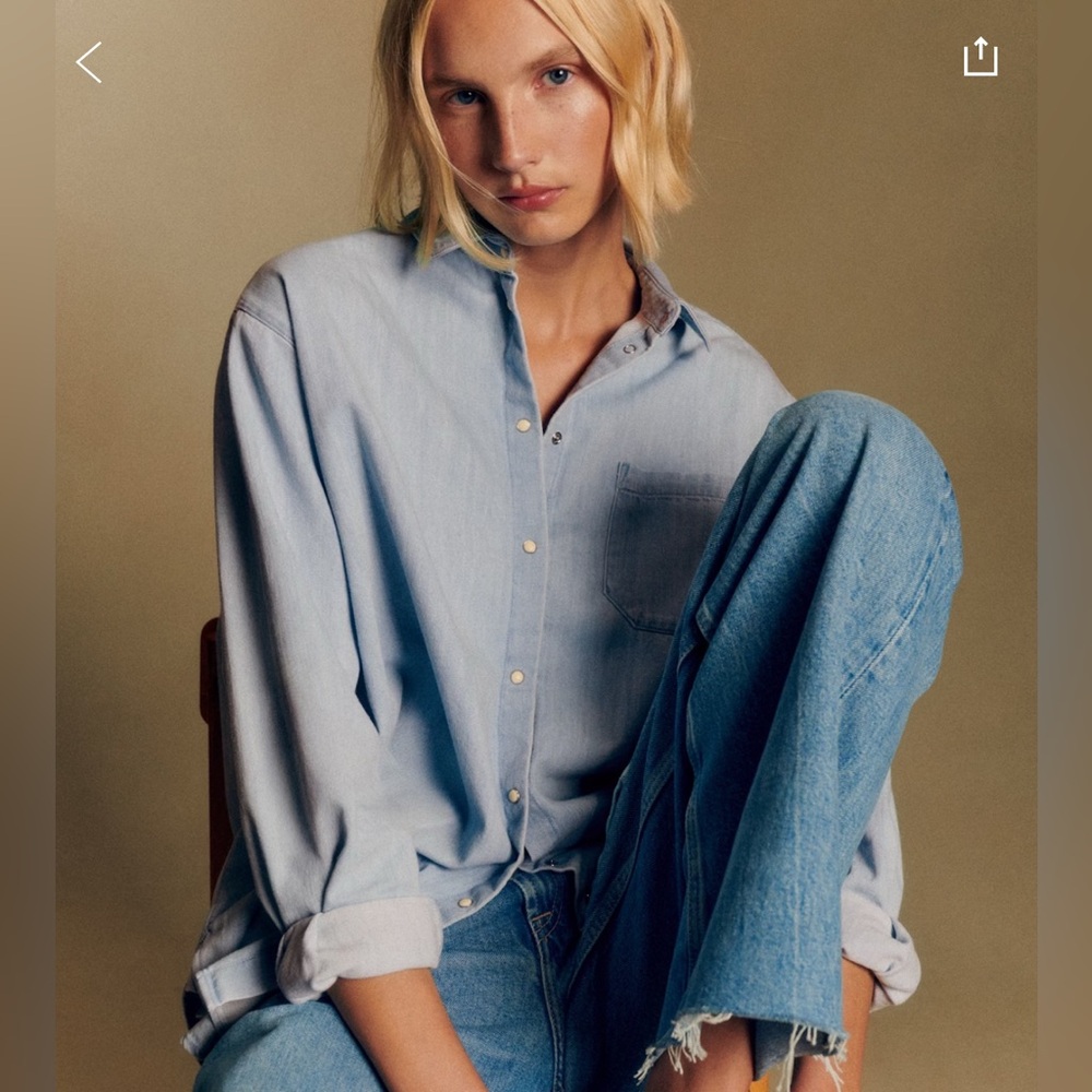 Sezane Light Blue Denim Shirt